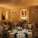 Dining room prepared for a rehearsal dinner