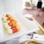 Melon skewers on a plate